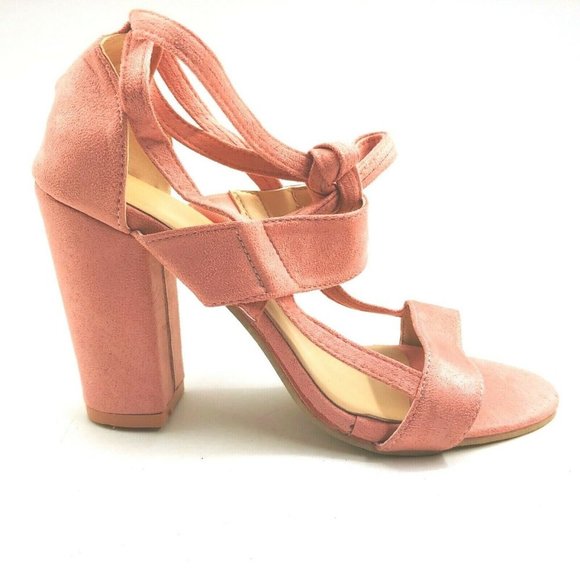 Womans High Heel Pink Ankle Tie‎ Sandal 39 - Picture 1 of 9